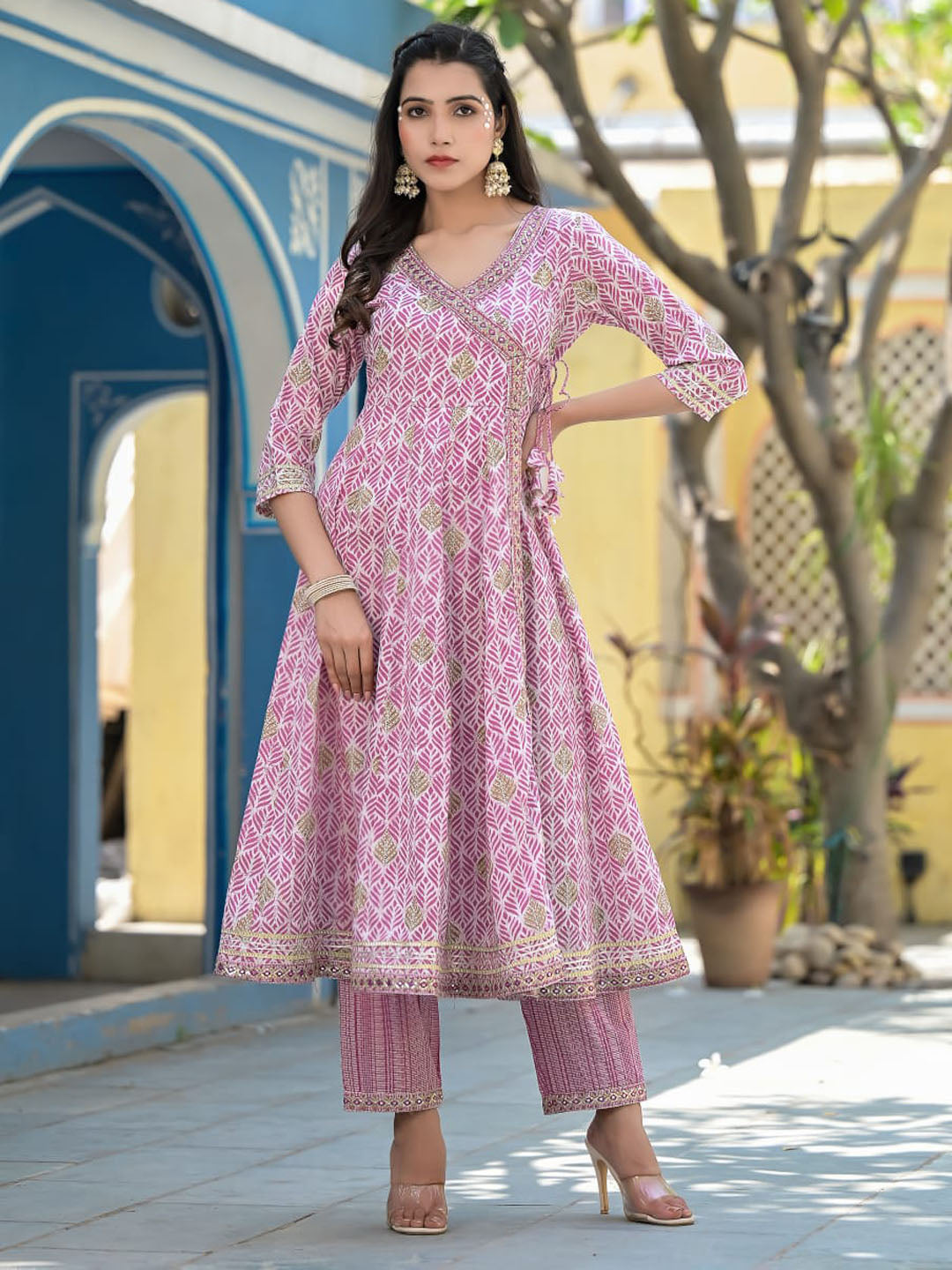 Printed Cotton Kurta With Pants &amp; Dupatta