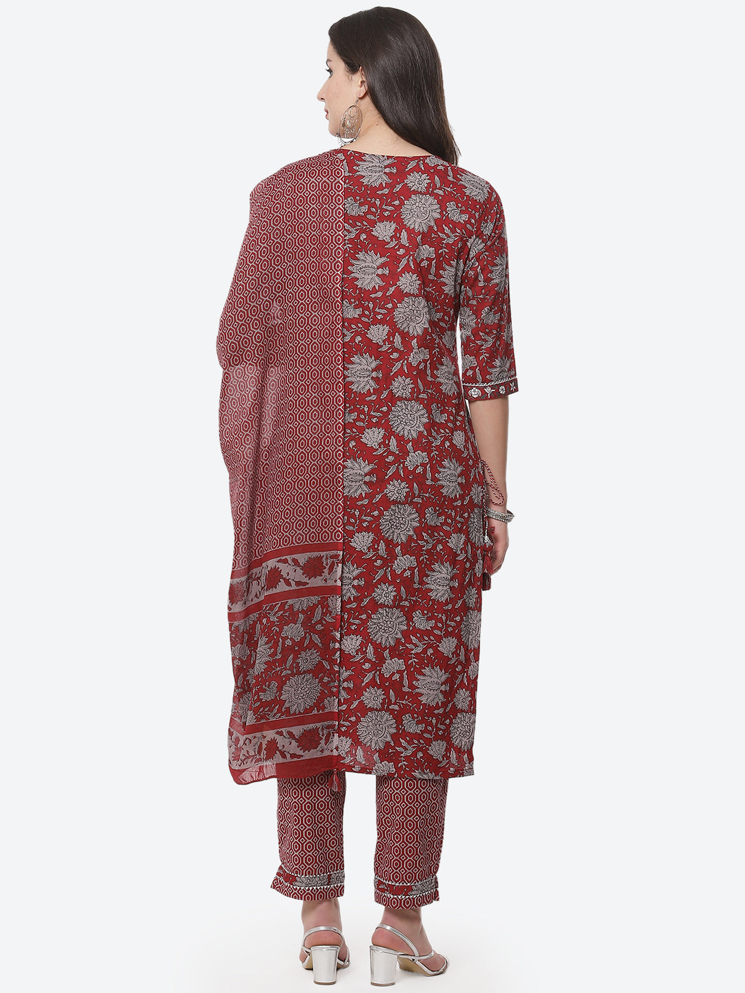 Floral Printed Cotton Stitched Salwar Kameez With Printed Dupatta