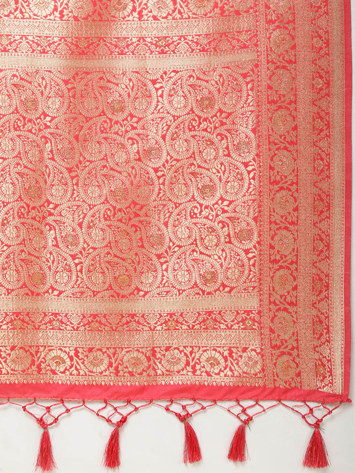 Zari Border Booti Woven Handloom Saree