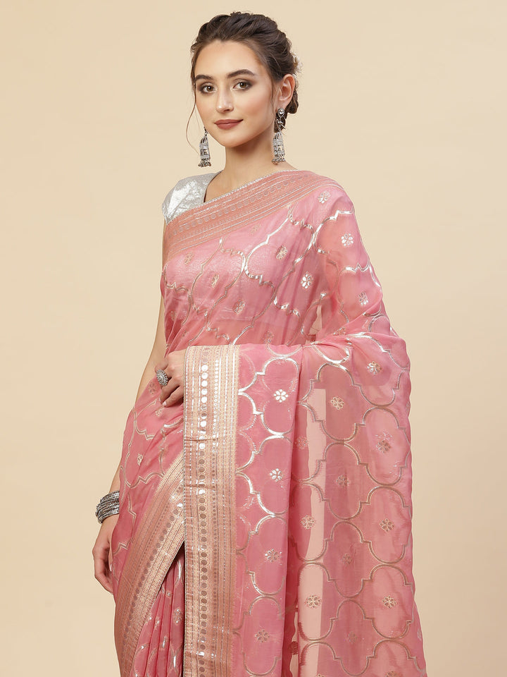 Gota Work Organza Woven Saree