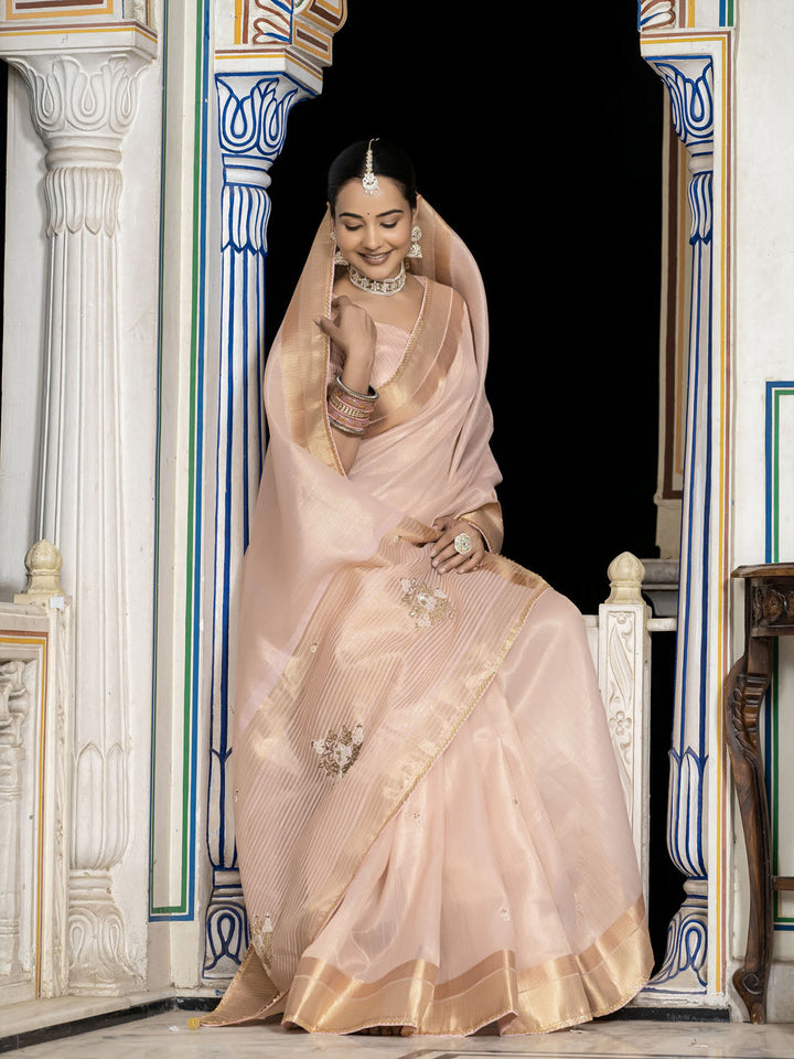 Embroidered Linen Blend Saree