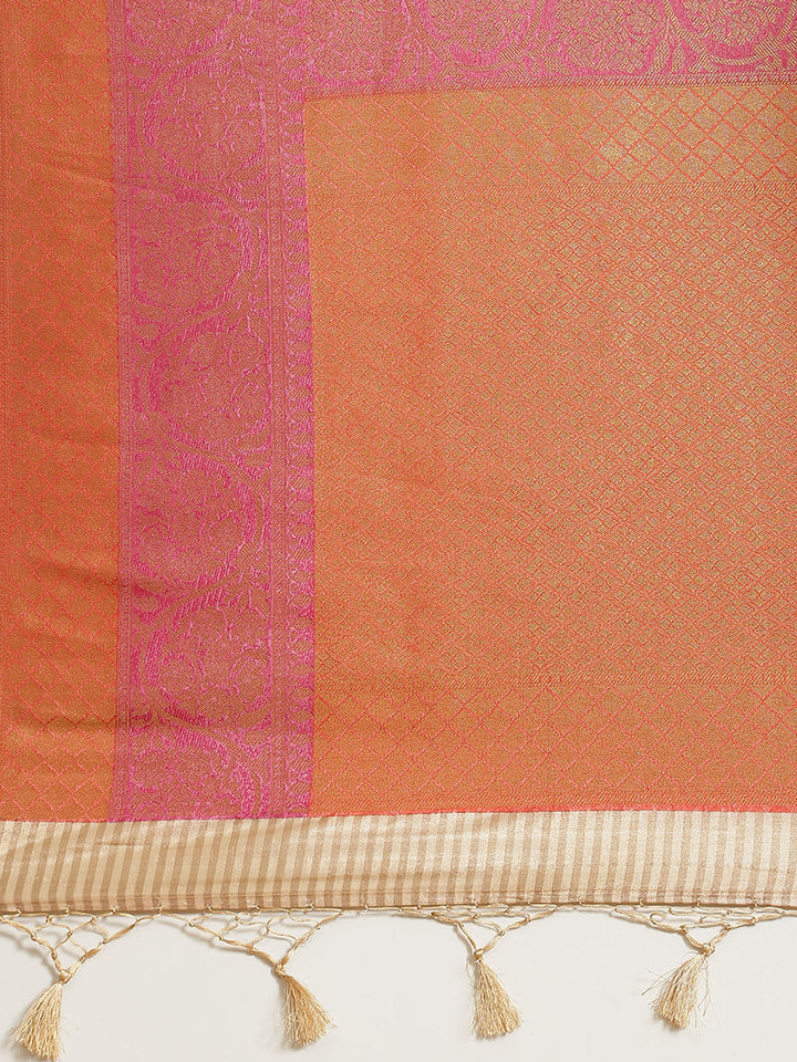 Printed Banarasi Pallu Border Art Handloom Woven Saree