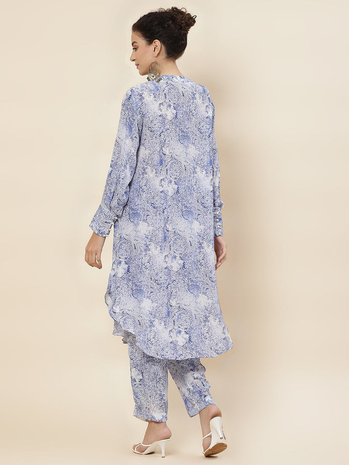 Printed Crepe Kurta With Pants