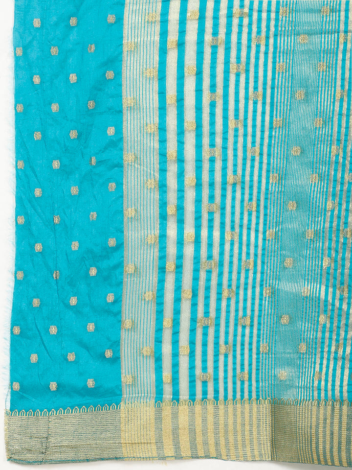 Zari Border Booti Woven Handloom Saree