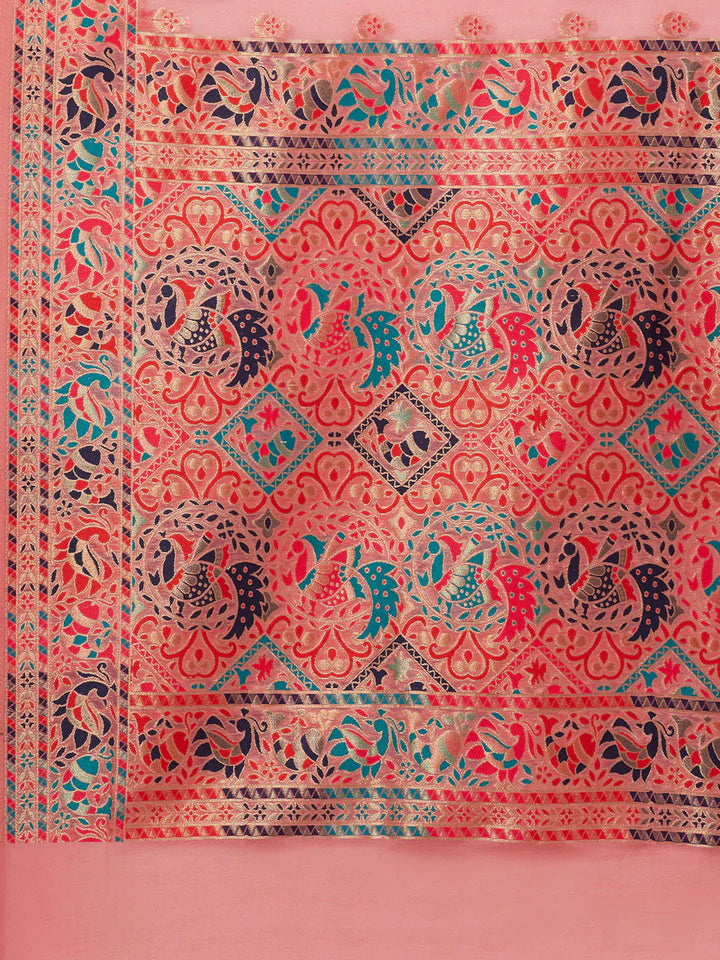 Zari Border Booti Handloom Woven Saree