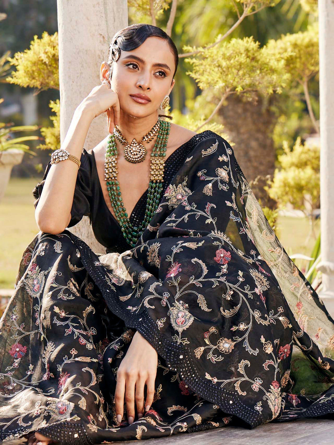 Resham Jaal Embroidered Organza Saree