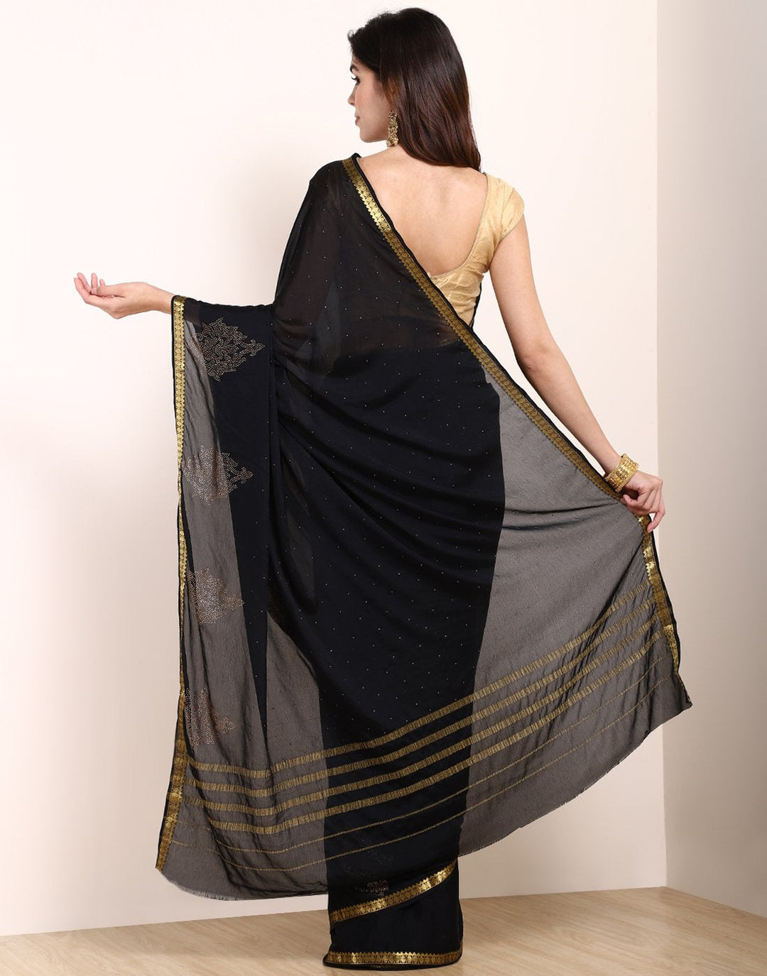 MBZ Meena Bazaar-Yellow Art Crepe Saree
