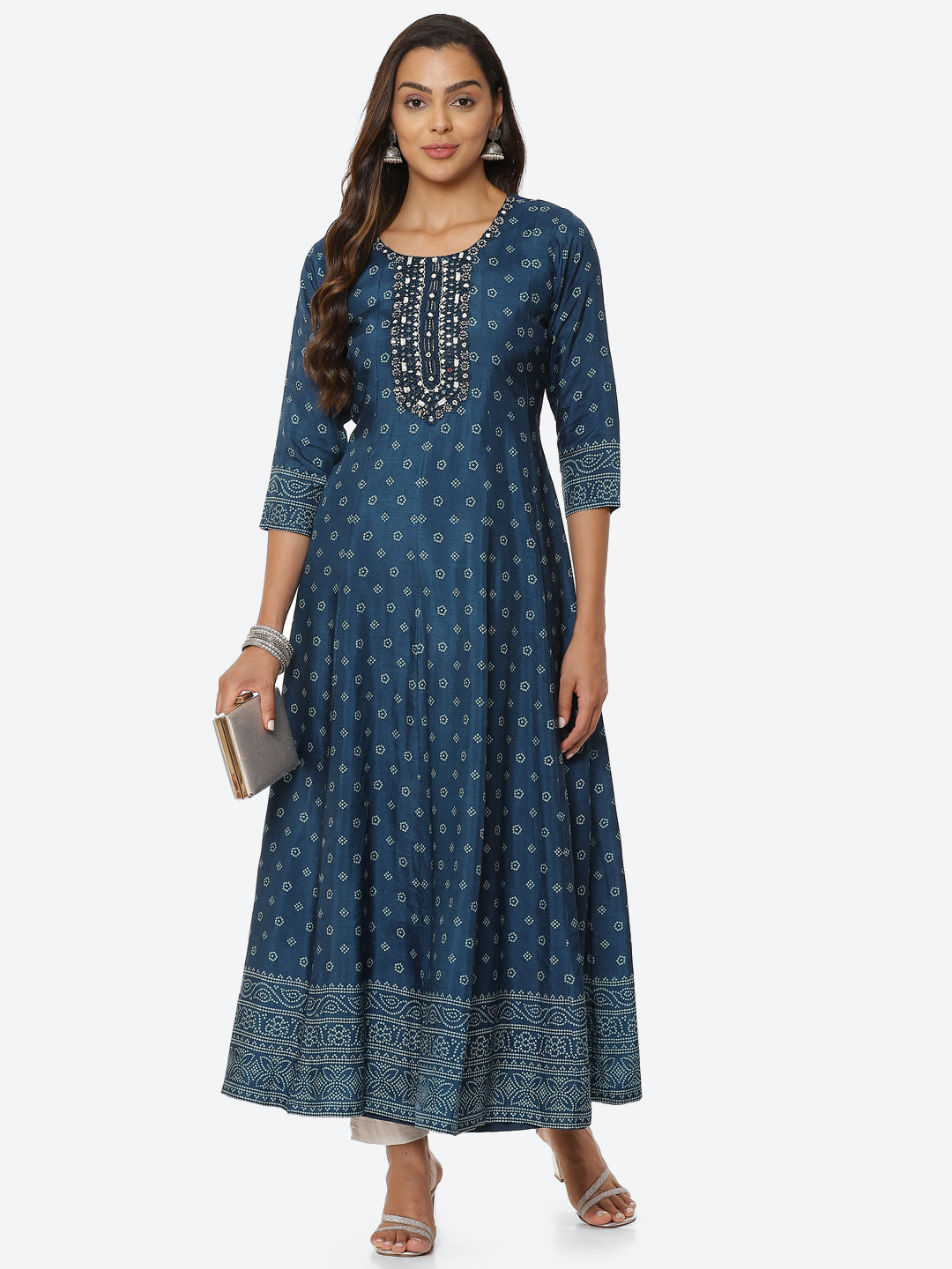 Mirror Work Printed Handloom Kurta