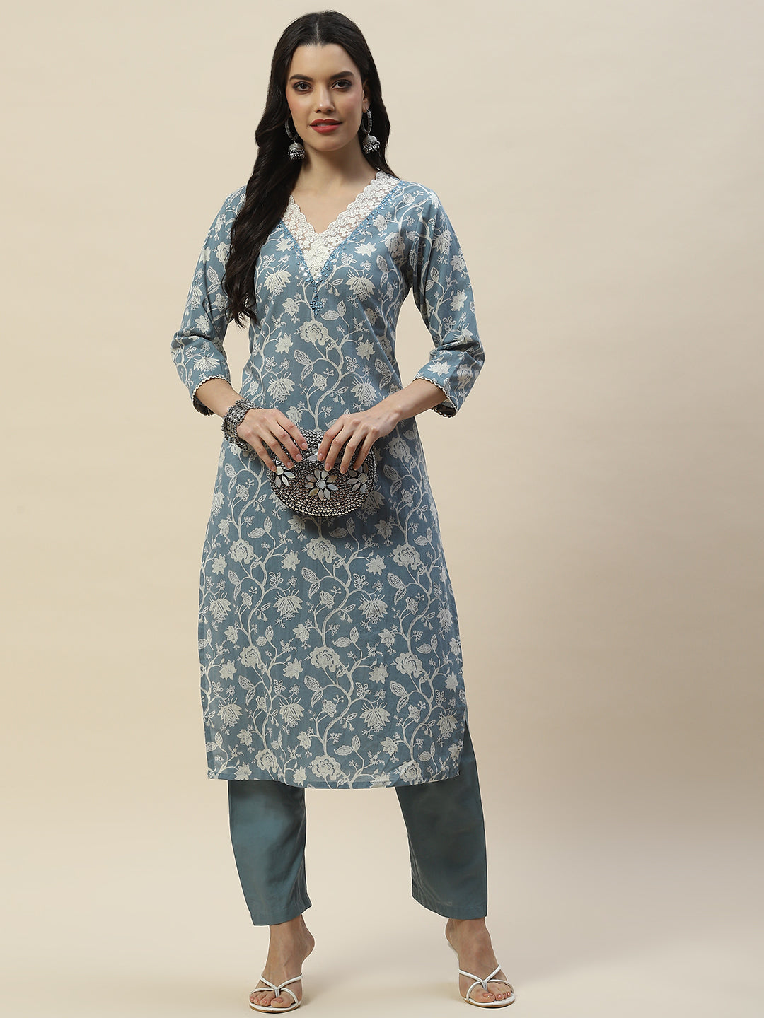 Printed Muslin Kurta With Pants