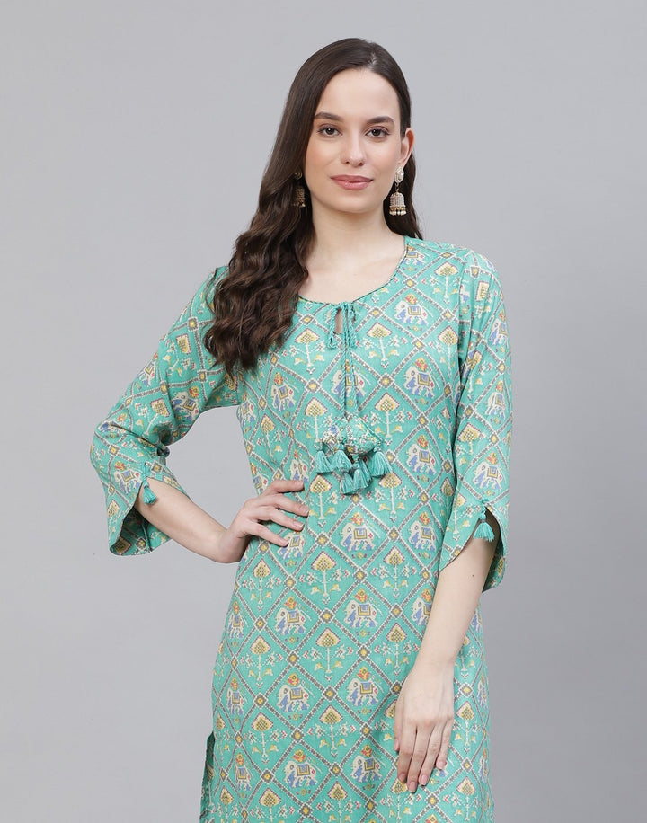 Printed Rayon Kurti With Pant