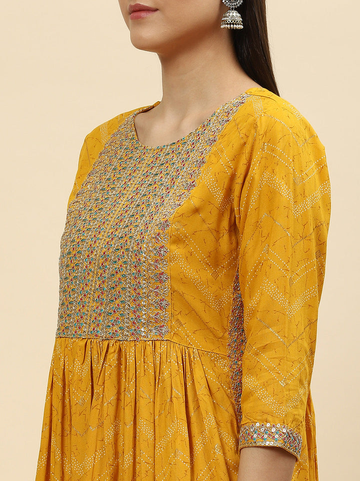 Digital Printed Cotton Kurta With Pants &amp; Dupatta