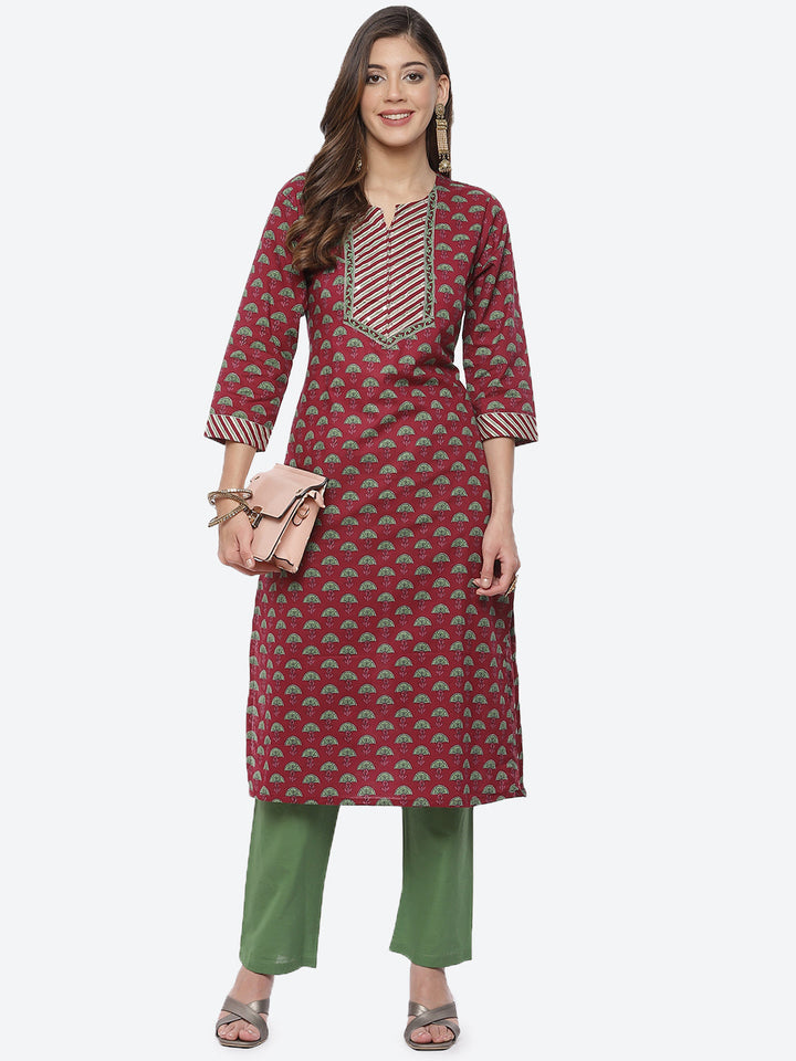 Floral Printed Cotton Kurta With Pant