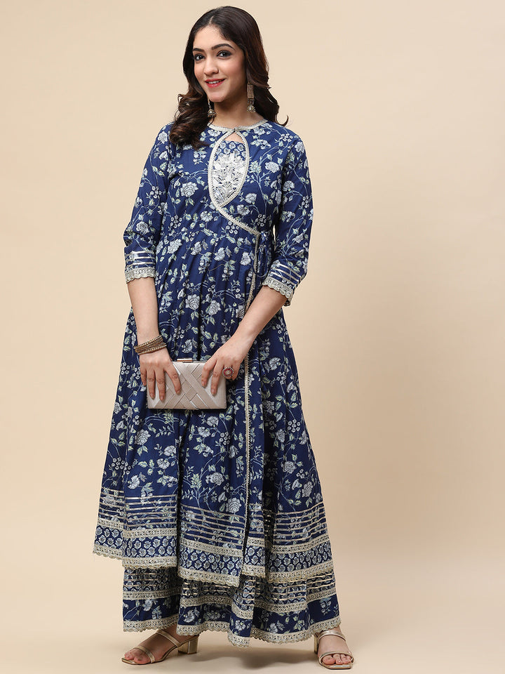 Printed Cotton Double Layer Anarkali Kurta