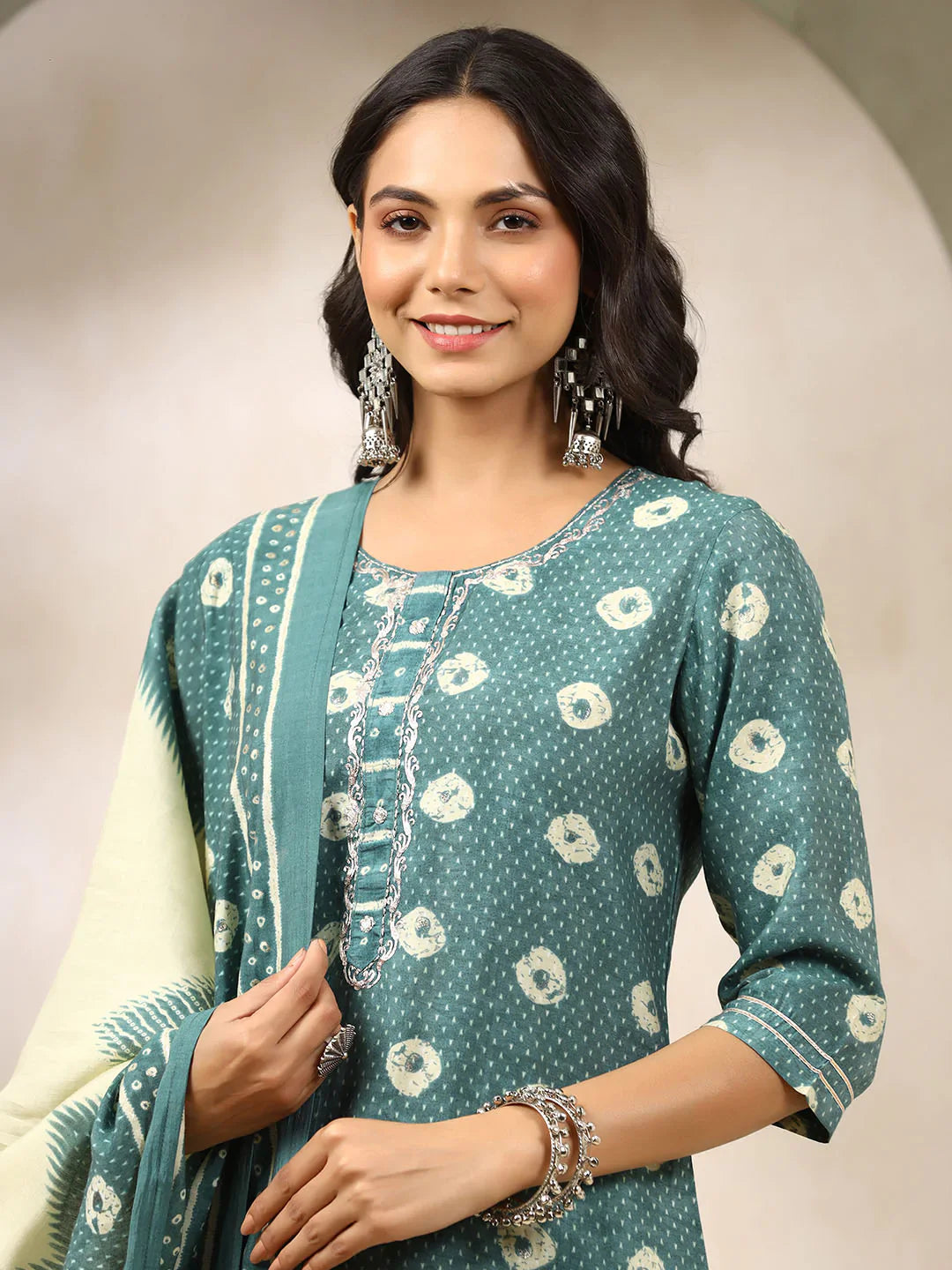Printed Muslin Kurta With Pants &amp; Dupatta