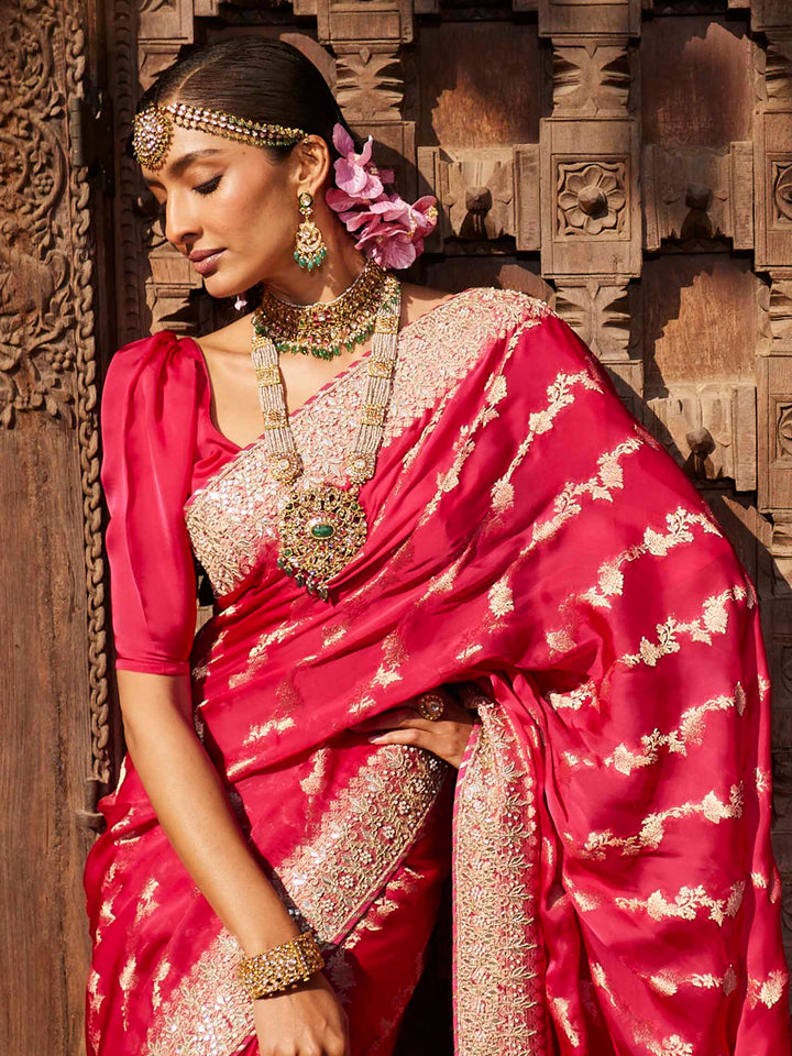 Gota Work Embroidered Organza Saree