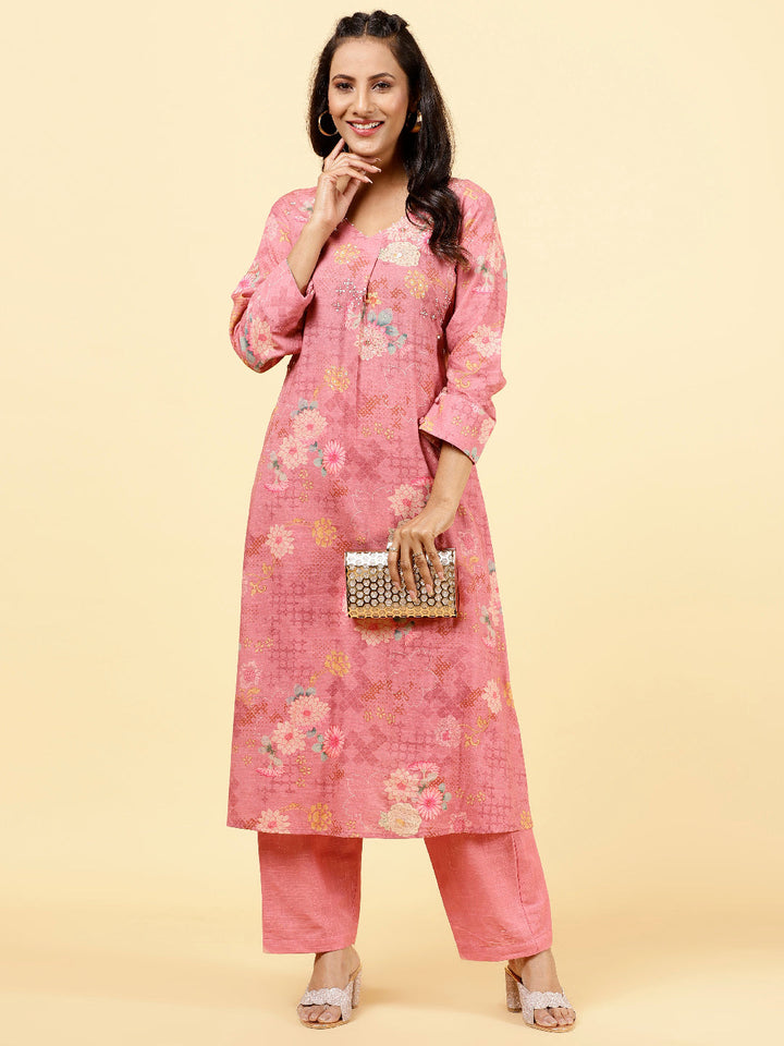 Printed Cotton Kurta With Pants