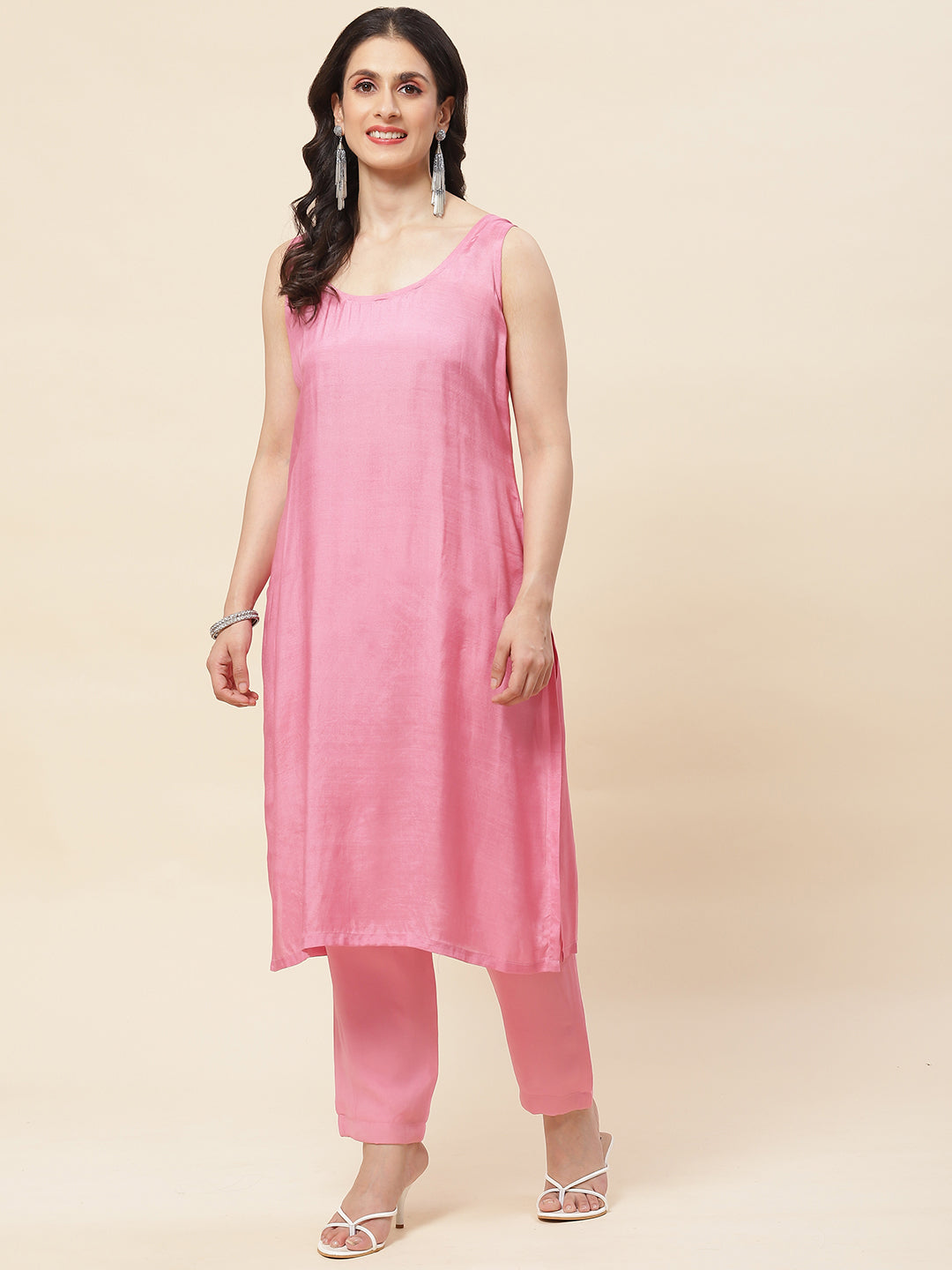 Sequin Embroidered Georgette Kurta With Pants