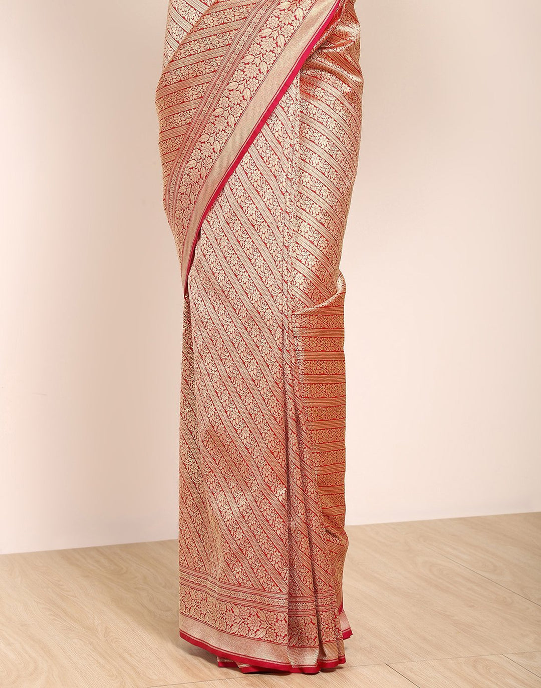MBZ Meena Bazaar-Red Banarasi Art Handloom Saree