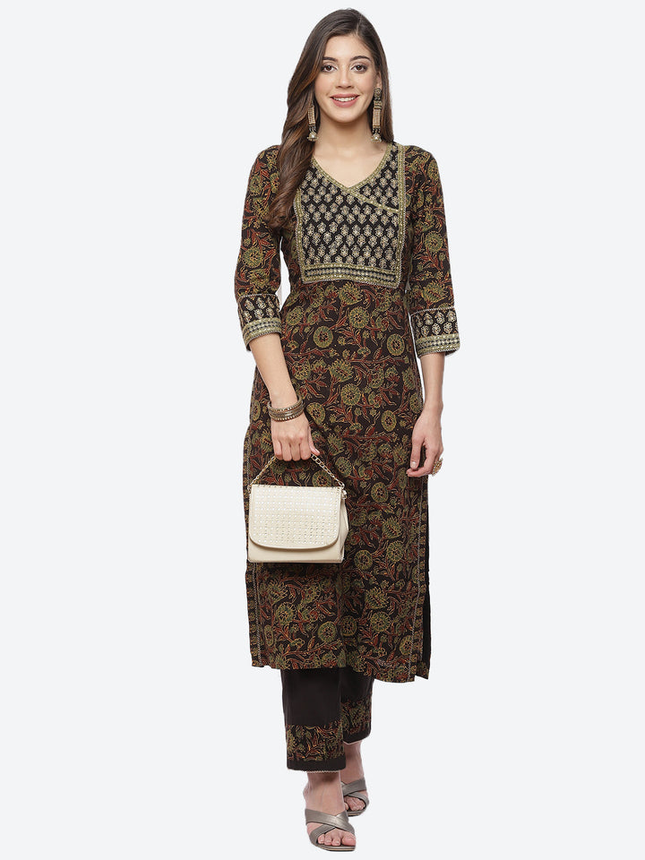 Printed Cotton Kurta With Pant
