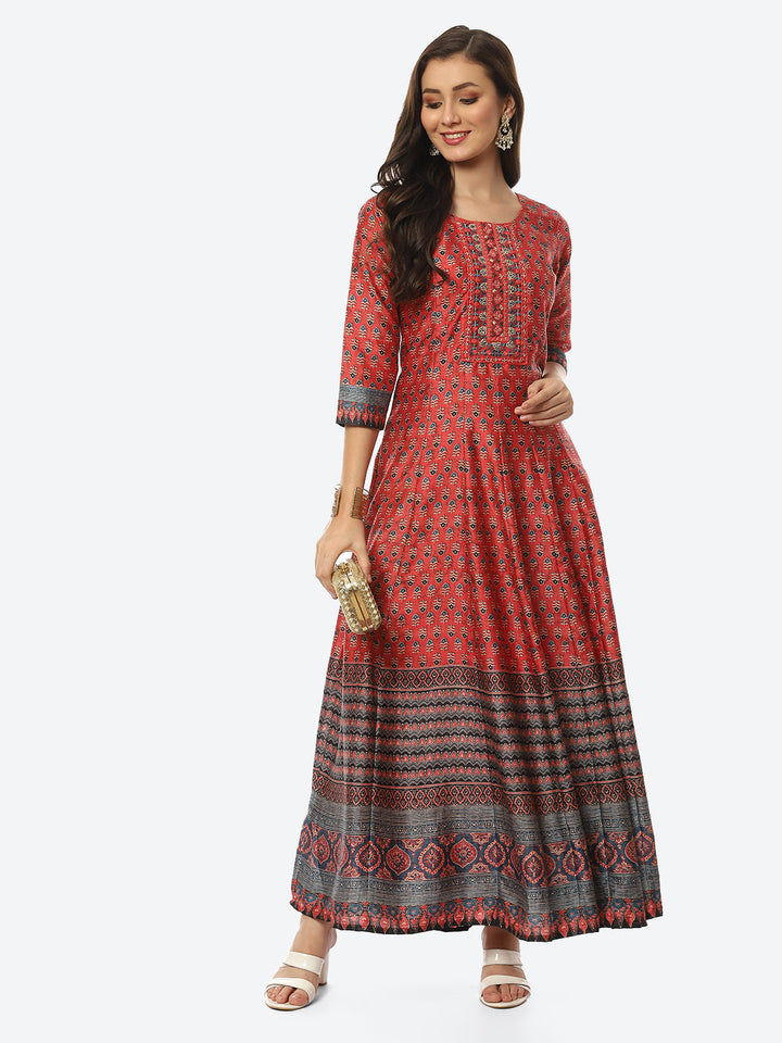 Mirror Work Printed Handloom Kurta