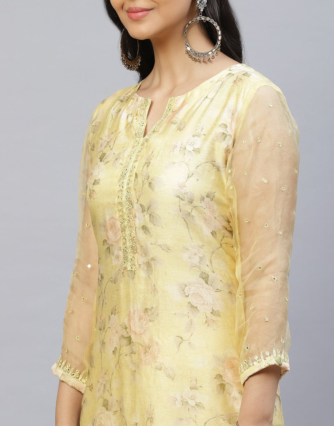 Chanderi Printed Kurti Palazzo Set