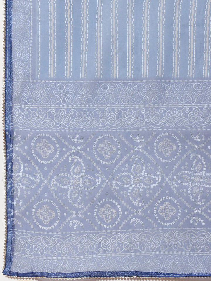 Bandhani Printed Organza Unstitched Suit Piece With Dupatta