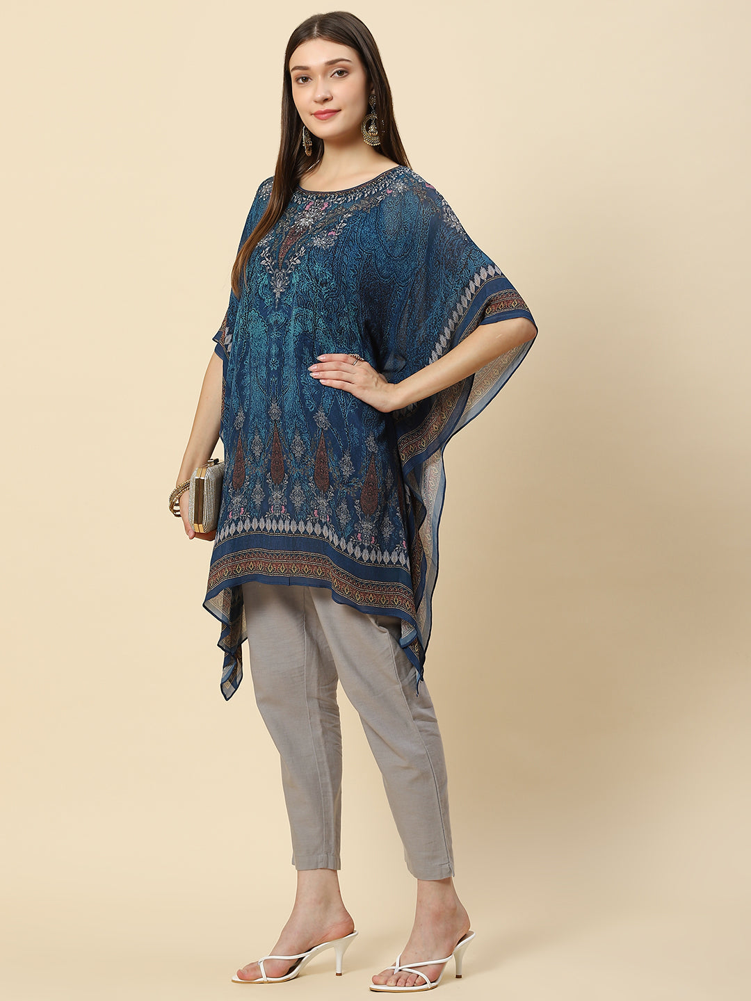 Digital Printed Georgette Kaftan Kurta