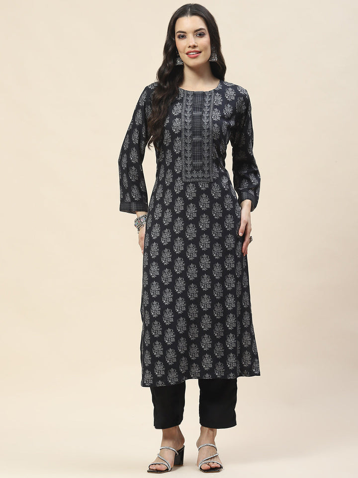 Printed Pashima Kurta With Pants