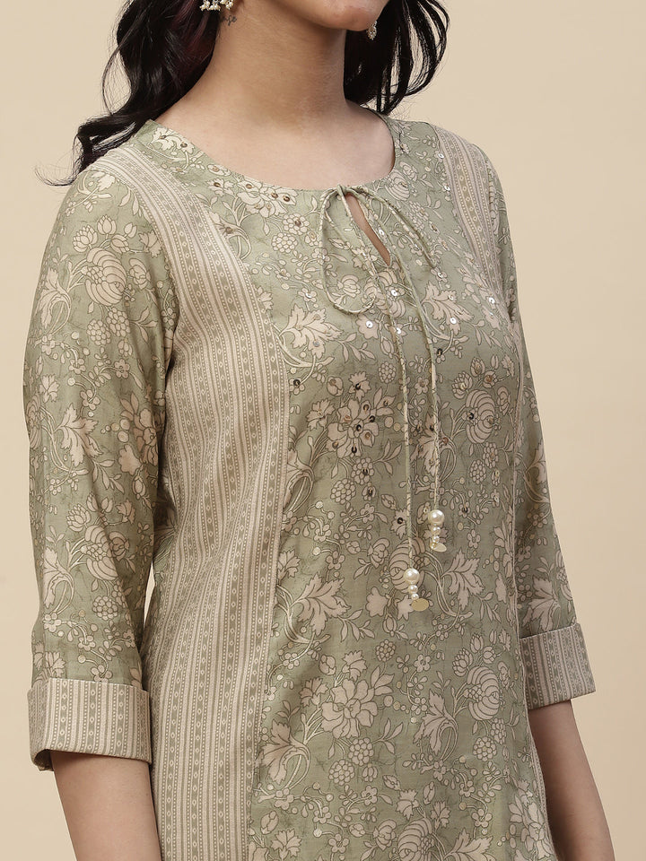 Printed Crepe Kurta With Palazzo