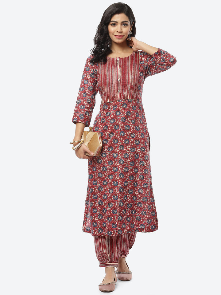 Printed Cotton Kurti With Afghani Pant
