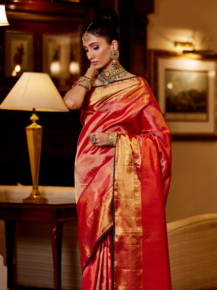 Brocade Zari Jaal Woven Handloom Kanjeevaram Saree