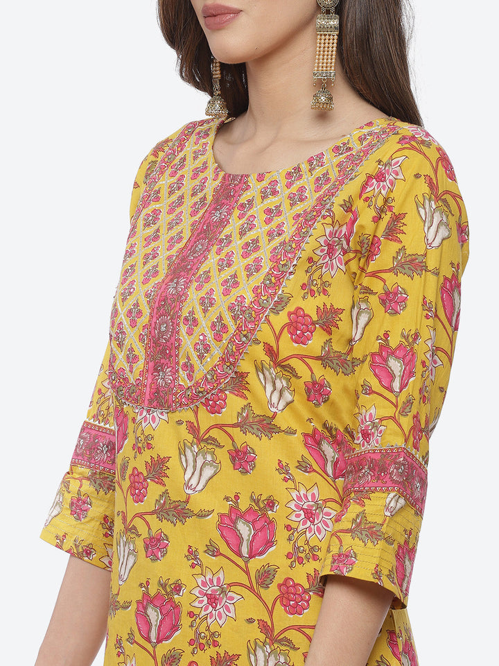 Floral Printed Cotton Stitched Salwar Kameez With Printed Cotton Dupatta
