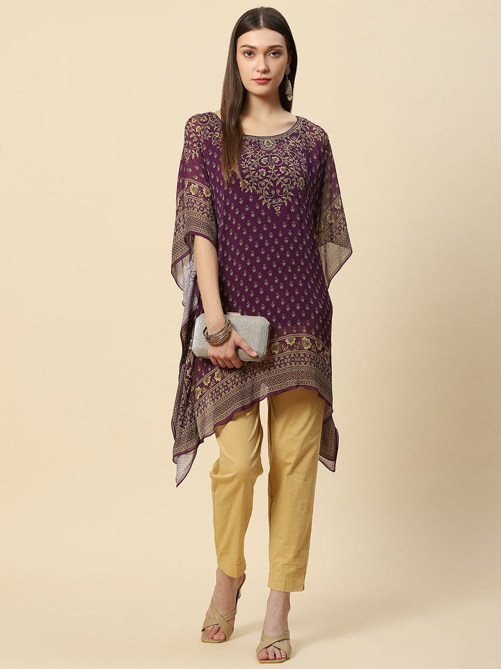 Digital Printed Georgette Kaftan Kurta