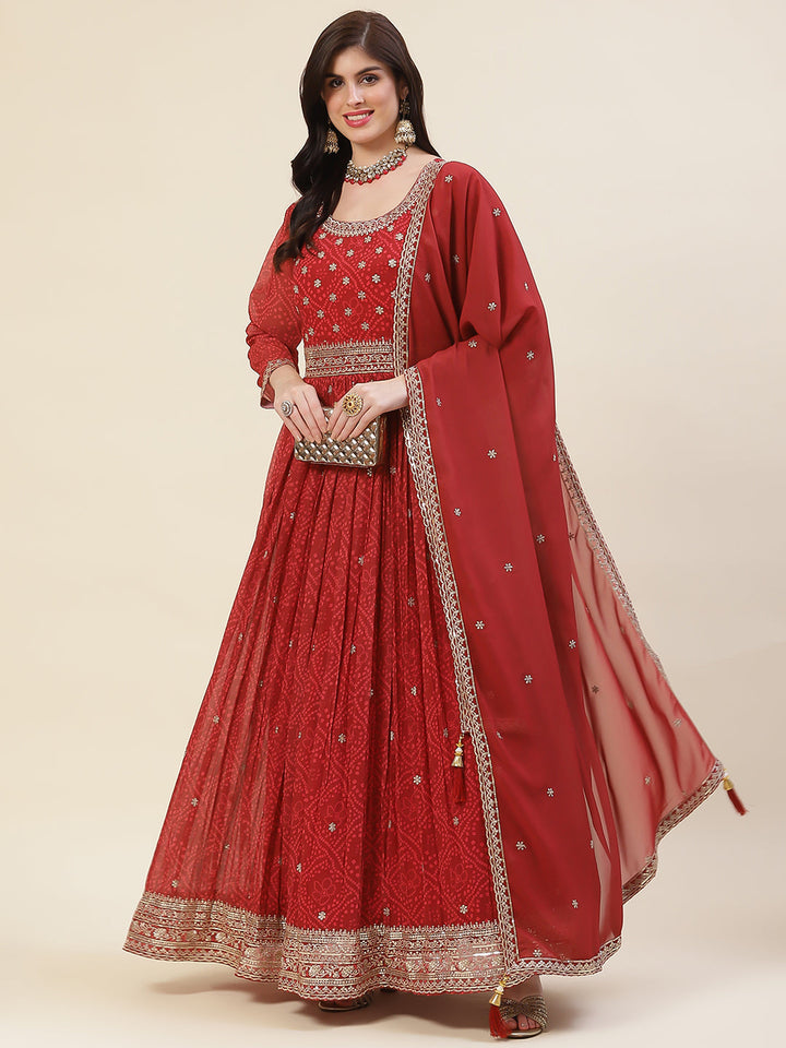 Resham Sequin Booti Georgette Kurta With Dupatta