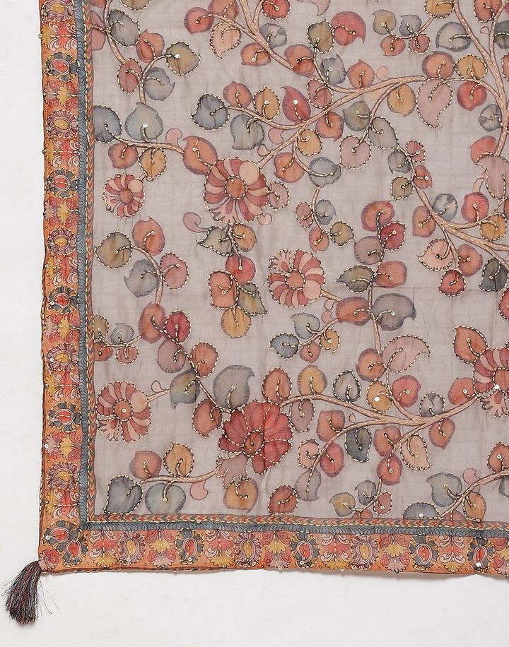 Chanderi Embroidered Suit Piece with fancy dupatta