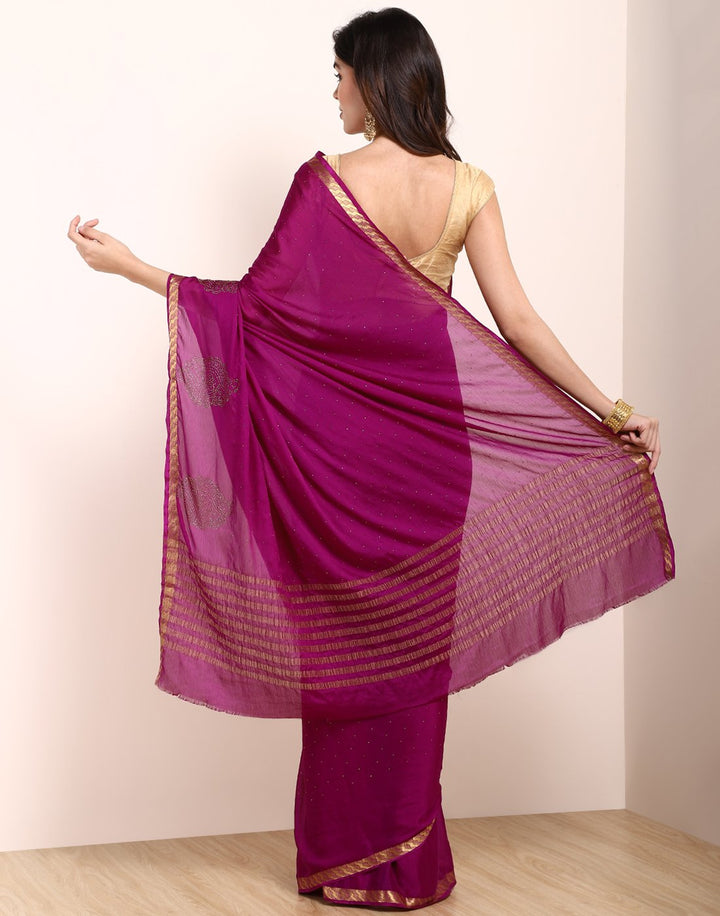 Purple Art Crepe Saree