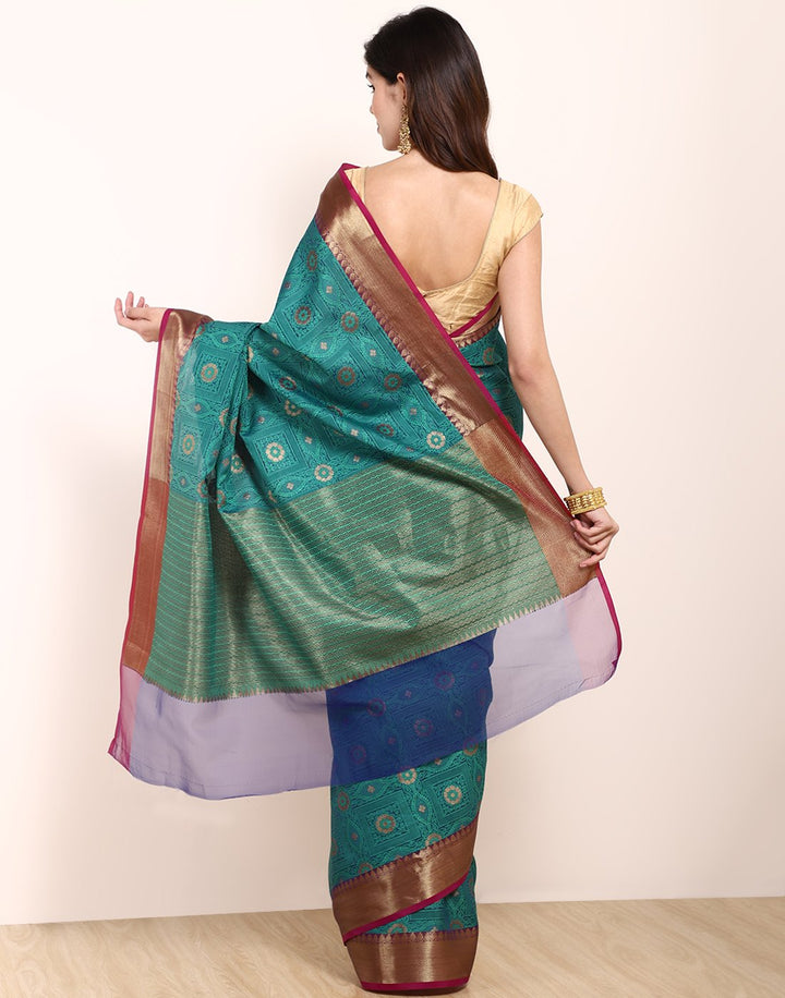 Green Cotton Woven Saree