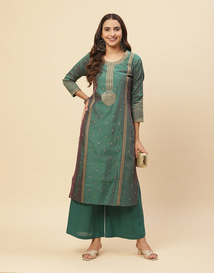 Embroidered Chanderi Kurti With Palazzo