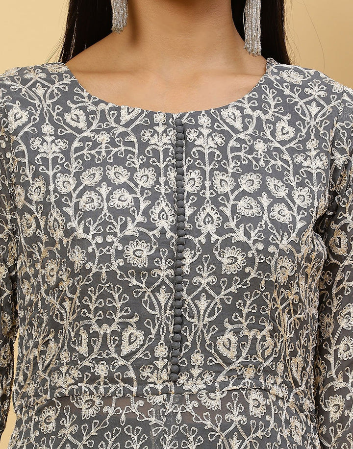 Embroidered Georgette Salwar Kameez Stitched Suit With Art Silk Dupatta