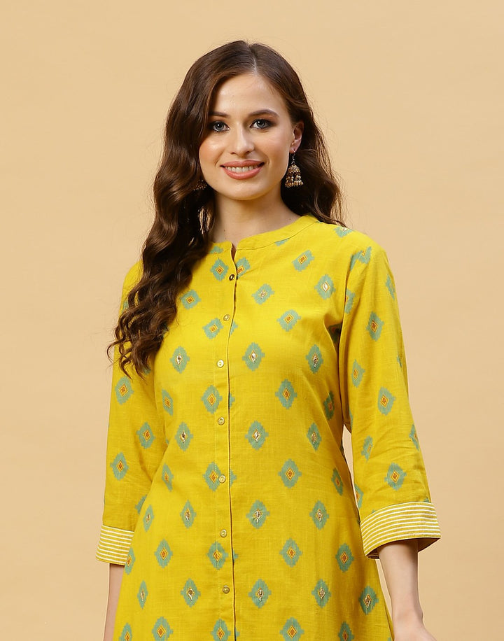 Printed Cotton Anarkali Kurti With Pant