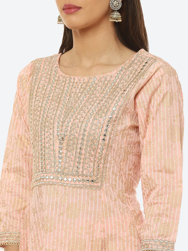 Gota Work Cotton Kurta With Pant &amp; Dupatta