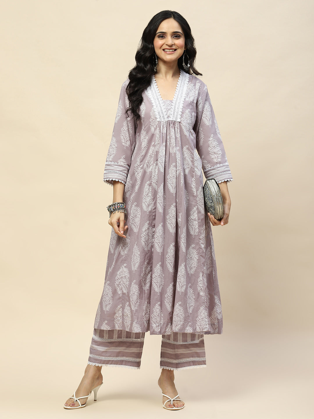 Printed Cotton Kurta With Pants