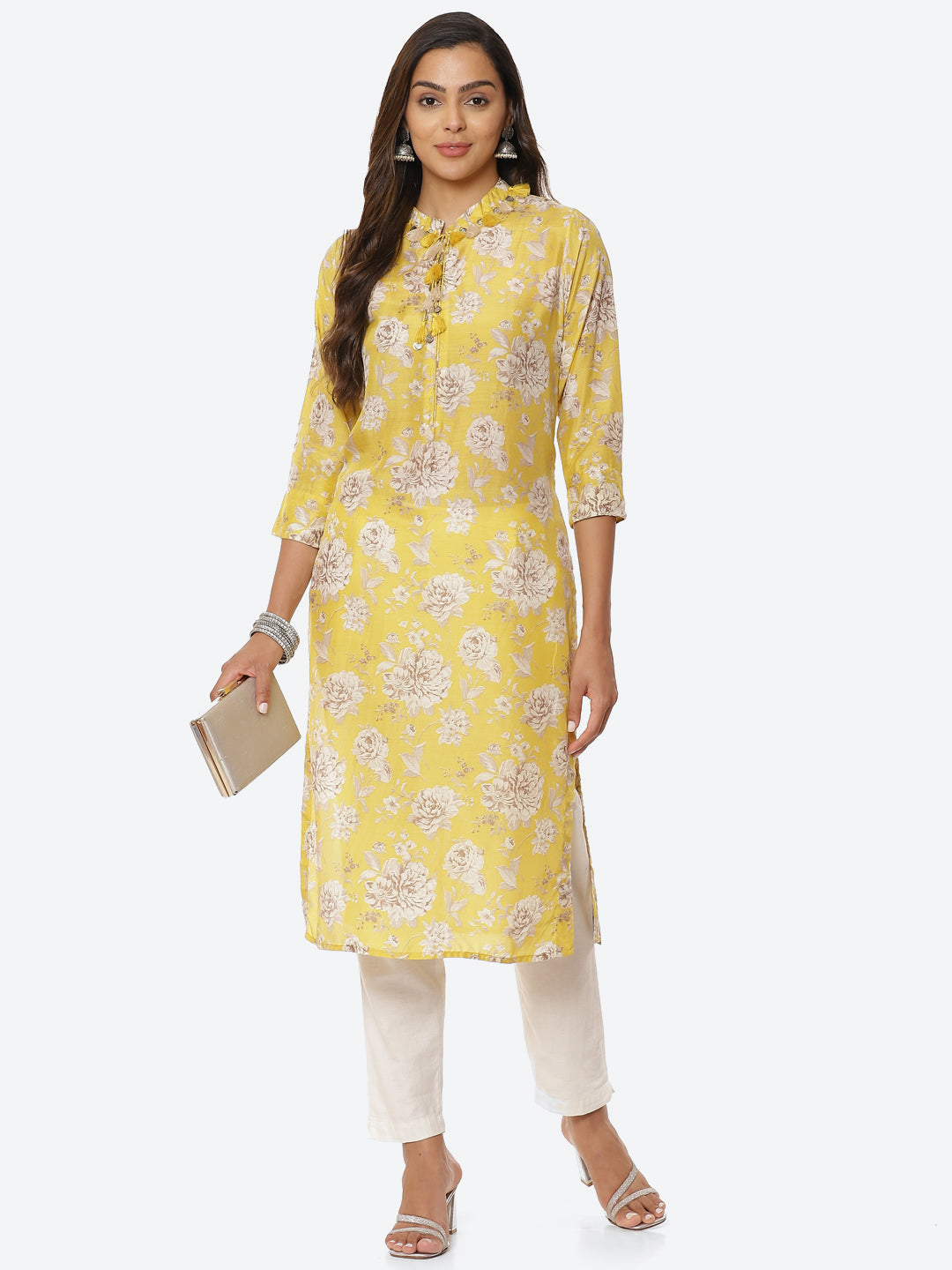 Floral Printed Muslin Kurta