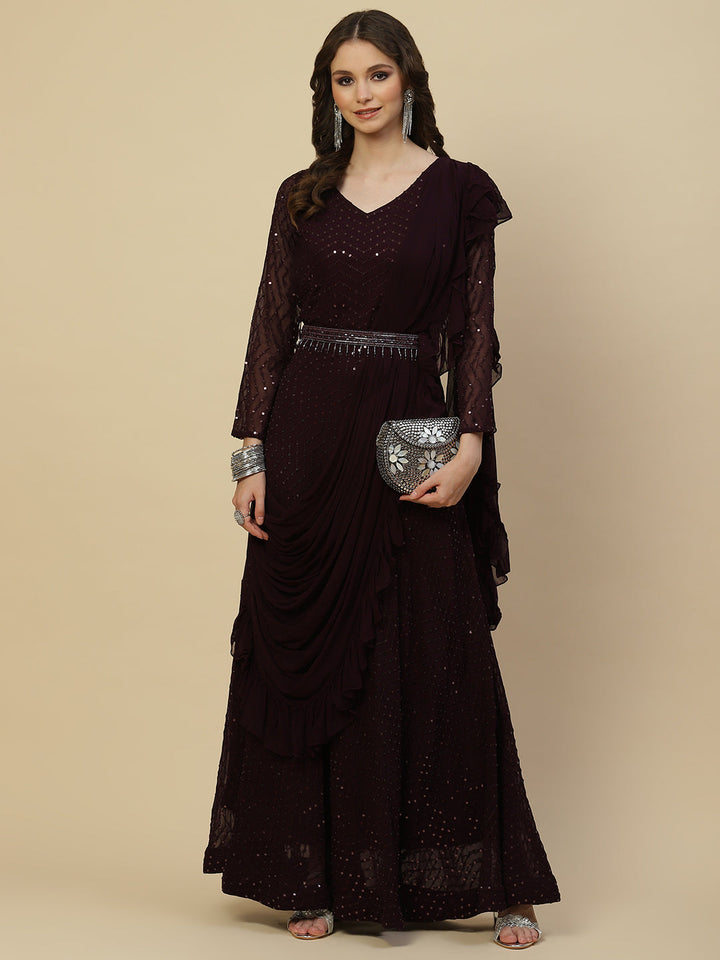 Sequin Georgette Gown Dress