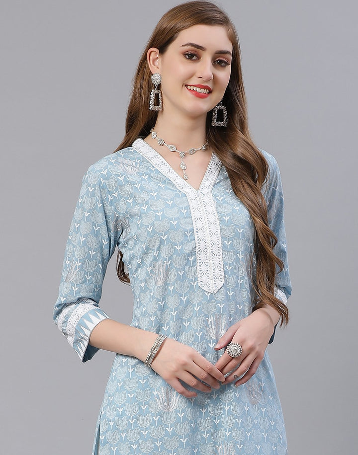 Printed Cotton Kurti Pant Set