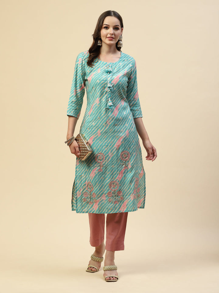 Printed Embroidered Muslin Kurta