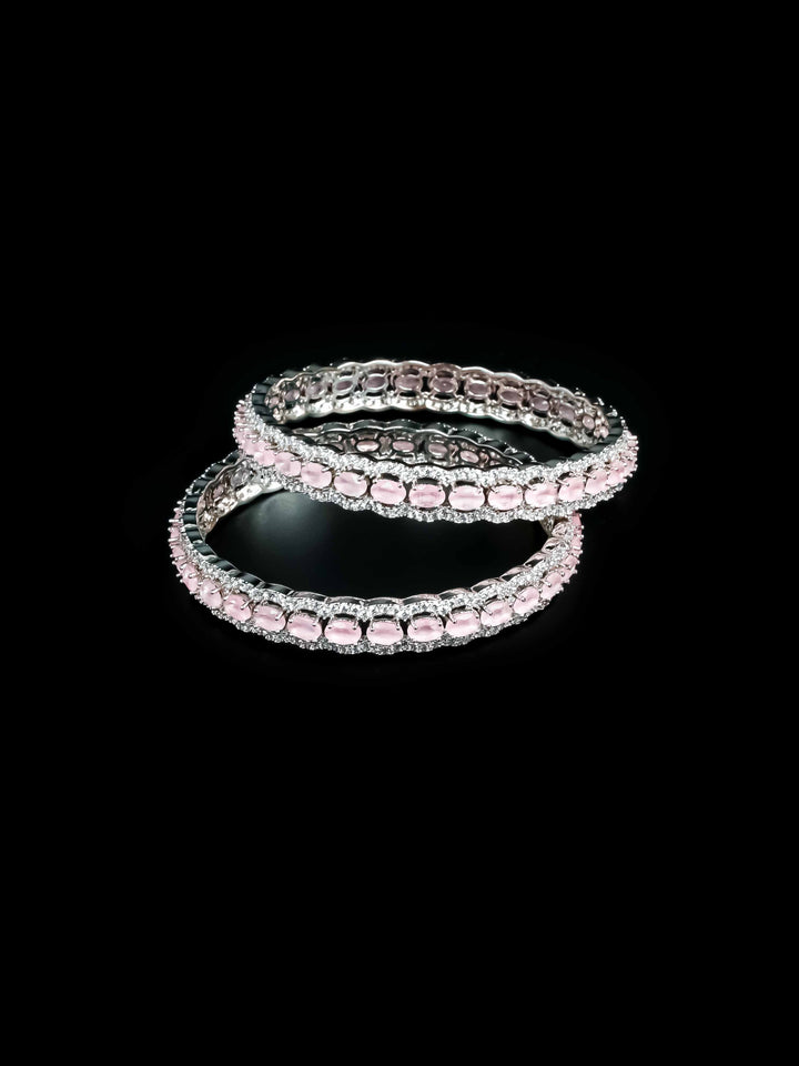 Silver &amp; Pink AD Bangles Set