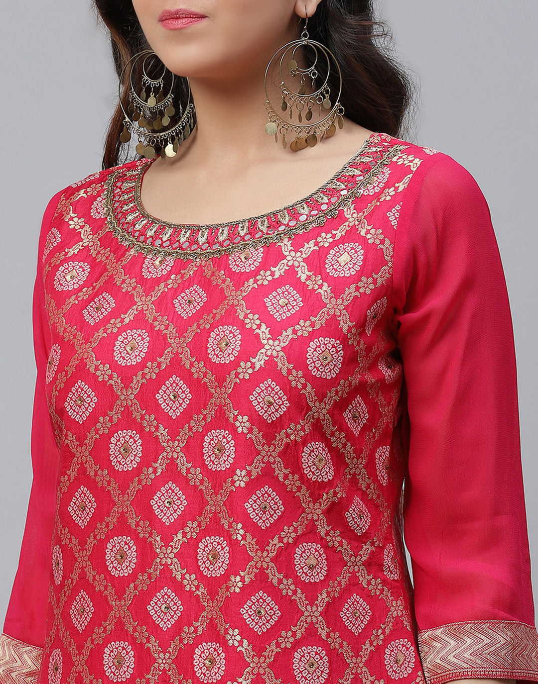 Embroidered Banarasi Salwar Kameez Stitched Suit With Chiffon Dupatta