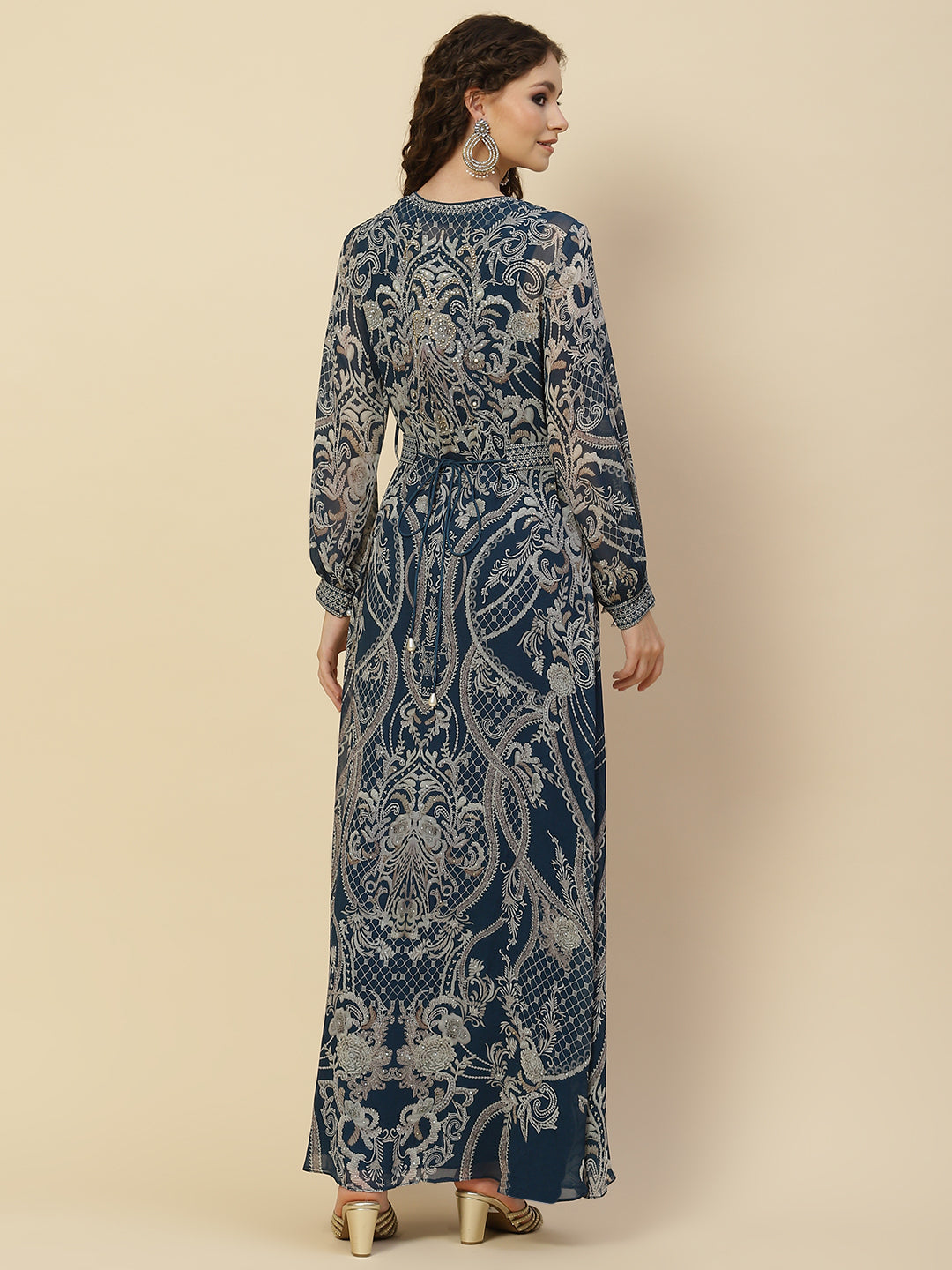 Digital Floral Printed Georgette Gown With Jacket