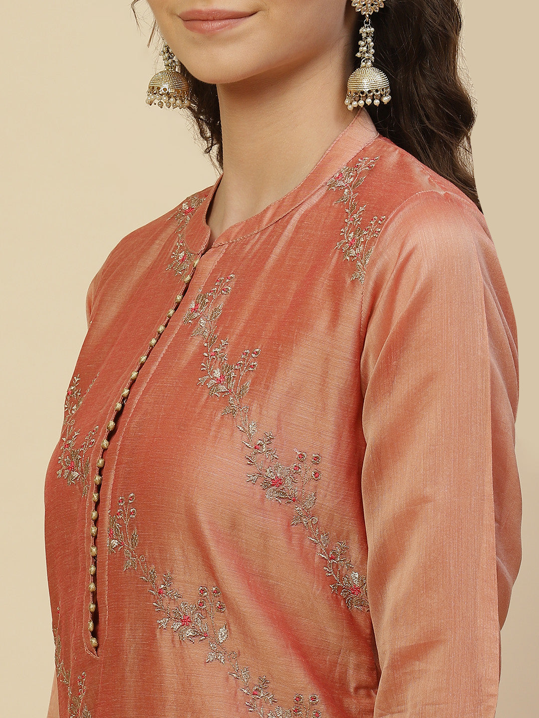 Zari Booti Cotton Kurta With Pants &amp; Dupatta